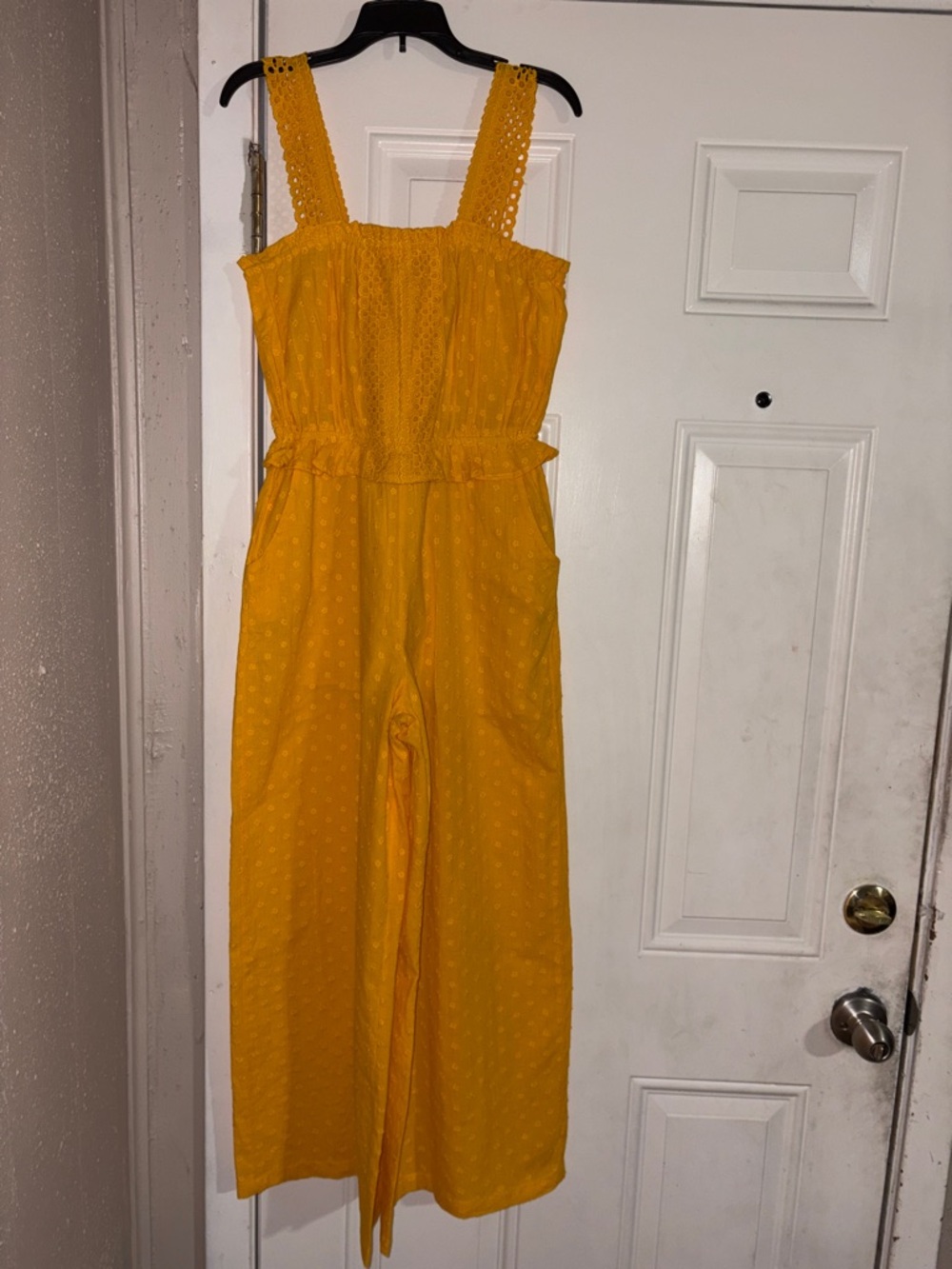 Taylor & Sage Mustard Yellow Sleeveless Smocked One-Piece